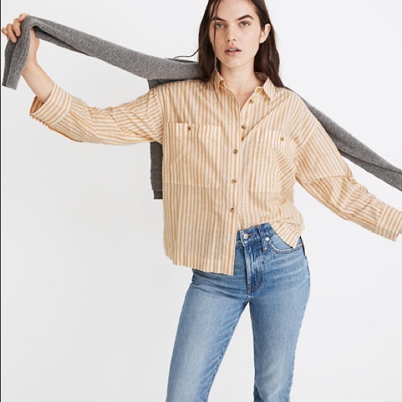 Madewell Stripe Button-Up Long Sleeve Top - Picture 3 of 3